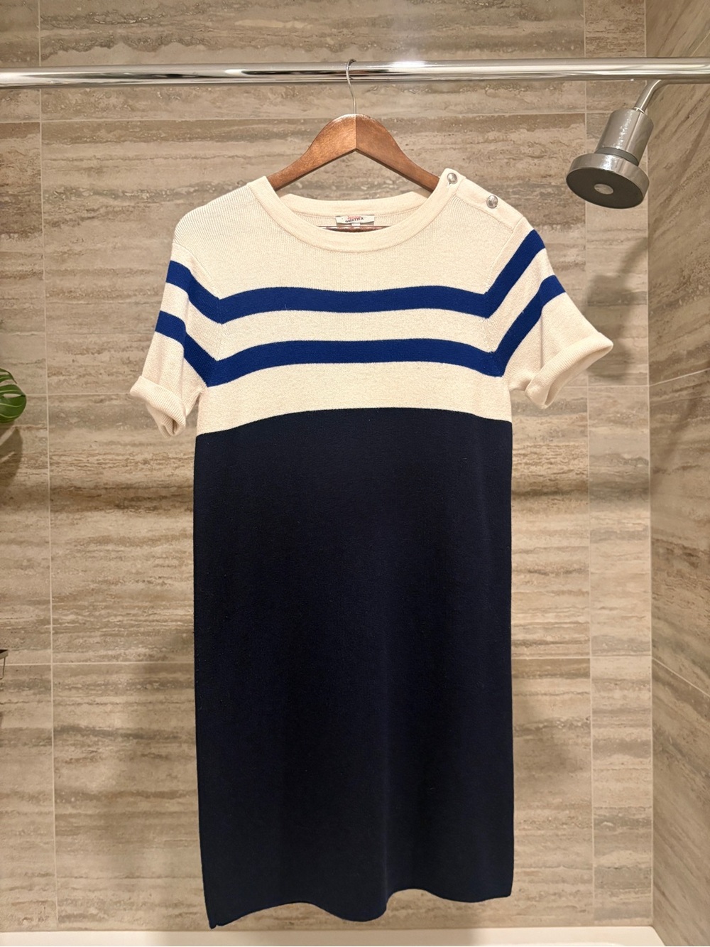 Jean paul gaultier Women's Navy and Cream Striped Short Sleeve Dress